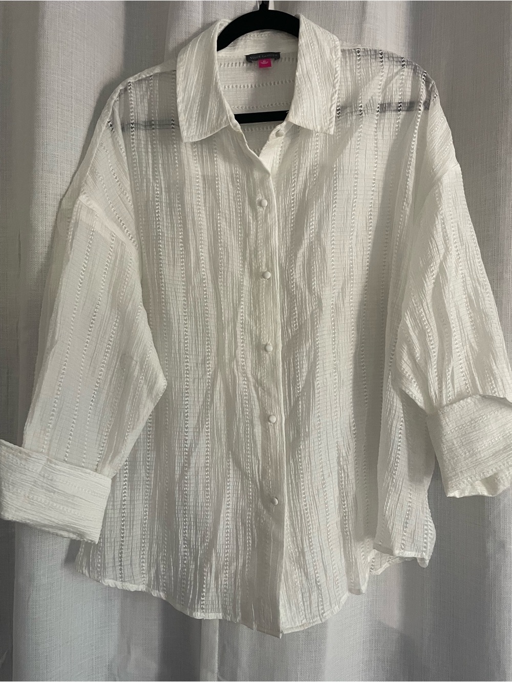Vince Camuto White Textured Button-Front Shirt